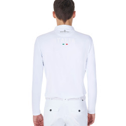 Wedstrijdpolo voor heren met lange mouwen Equestro x FISE Wit Wedstrijdpolo voor heren met lange mouwen Equestro x FISE Wit