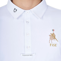 Wedstrijdpolo voor heren met lange mouwen Equestro x FISE Wit Wedstrijdpolo voor heren met lange mouwen Equestro x FISE Wit