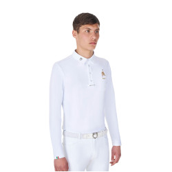 Wedstrijdpolo voor heren met lange mouwen Equestro x FISE Wit Wedstrijdpolo voor heren met lange mouwen Equestro x FISE Wit