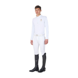 Wedstrijdpolo voor heren met lange mouwen Equestro x FISE Wit Wedstrijdpolo voor heren met lange mouwen Equestro x FISE Wit