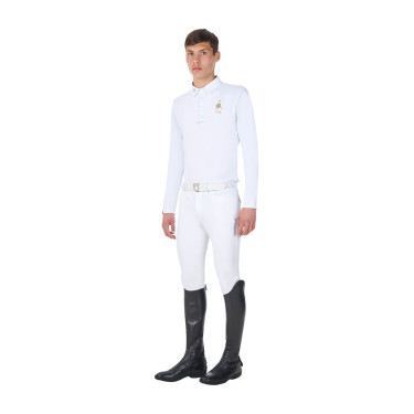 Wedstrijdpolo voor heren met lange mouwen Equestro x FISE Wit Wedstrijdpolo voor heren met lange mouwen Equestro x FISE Wit