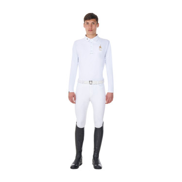 Wedstrijdpolo voor heren met lange mouwen Equestro x FISE Wit Wedstrijdpolo voor heren met lange mouwen Equestro x FISE Wit