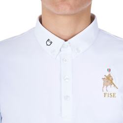 Polo de concours homme Equestro x FISE manches courtes Blanc Polo de concours homme Equestro x FISE manches courtes Blanc