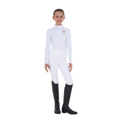 Polo de concours fille manches longues Equestro x FISE Blanc