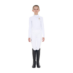 Polo de concours fille manches longues Equestro x FISE Blanc