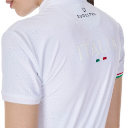 Wedstrijdpolo dames stretch Equestro x FISE korte mouwen Wit