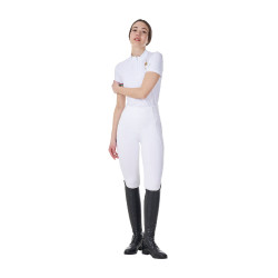 Wedstrijdpolo dames stretch Equestro x FISE korte mouwen Wit