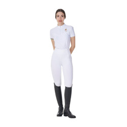 Wedstrijdpolo dames stretch Equestro x FISE korte mouwen Wit