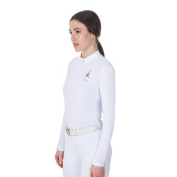 Polo de concours femme manches longues Equestro x FISE Blanc Polo de concours femme manches longues Equestro x FISE Blanc