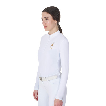 Polo de concours femme manches longues Equestro x FISE Blanc Polo de concours femme manches longues Equestro x FISE Blanc