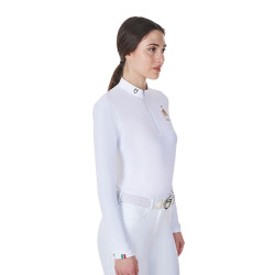 Polo de concours femme manches longues Equestro x FISE Blanc Polo de concours femme manches longues Equestro x FISE Blanc