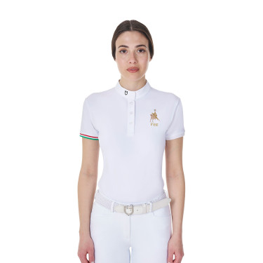 Dames wedstrijdpolo paardrijden Equestro x FISE – slim fit Dames wedstrijdpolo paardrijden Equestro x FISE – slim fit