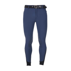 Pantalon d’équitation homme Equestro x FISE grip genoux Marine blazer Bleu marine