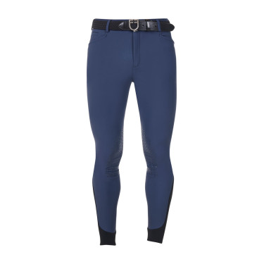 Pantalon d’équitation homme Equestro x FISE grip genoux Marine blazer Bleu marine