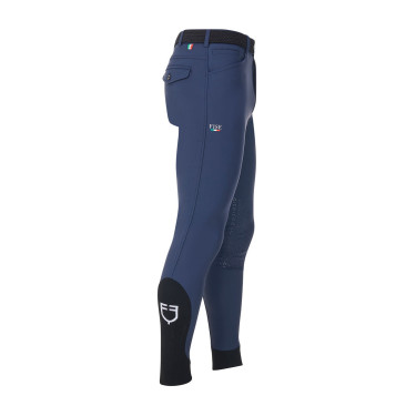 Pantalon d’équitation homme Equestro x FISE grip genoux Marine blazer Bleu marine
