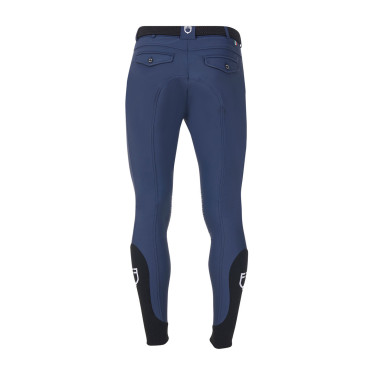 Pantalon d’équitation homme Equestro x FISE grip genoux Marine blazer Bleu marine