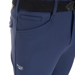 Pantalon d’équitation homme Equestro x FISE grip genoux Marine blazer Bleu marine