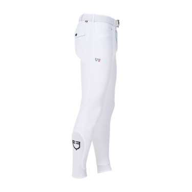 Pantalon d’équitation homme Equestro x FISE grip genoux Blanc Pantalon d’équitation homme Equestro x FISE grip genoux Blanc