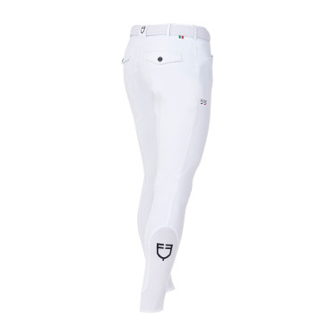 Pantalon d’équitation homme Equestro x FISE grip genoux Blanc Pantalon d’équitation homme Equestro x FISE grip genoux Blanc