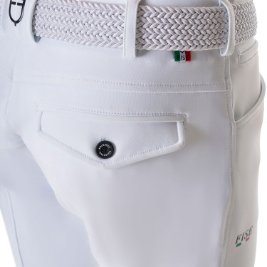 Pantalon d’équitation homme Equestro x FISE grip genoux Blanc Pantalon d’équitation homme Equestro x FISE grip genoux Blanc