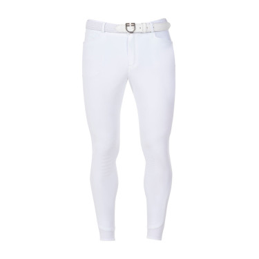 Pantalon d’équitation homme Equestro x FISE full grip Blanc
