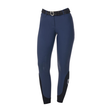 Pantalon d’équitation femme Equestro x FISE grip genoux Marine blazer Bleu marine