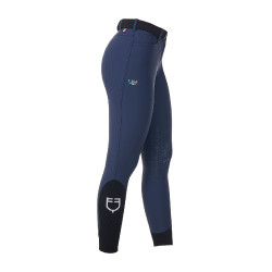 Pantalon d’équitation femme Equestro x FISE grip genoux Marine blazer Bleu marine