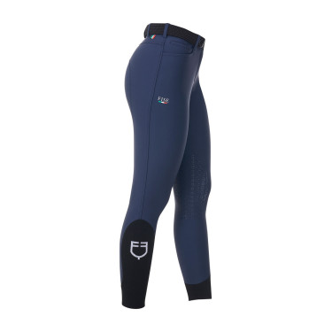 Pantalon d’équitation femme Equestro x FISE grip genoux Marine blazer Bleu marine