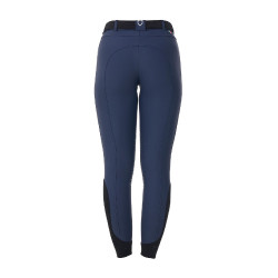 Damesrijbroek Equestro x FISE met kniegreep Marineblazer Marineblauw