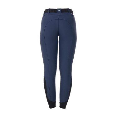 Damesrijbroek Equestro x FISE met kniegreep Marineblazer Marineblauw