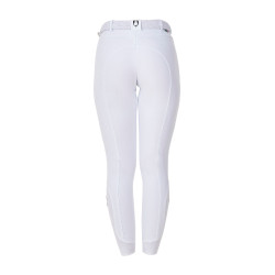 Pantalon d’équitation femme Equestro x FISE grip genoux Blanc