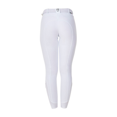 Pantalon d’équitation femme Equestro x FISE grip genoux Blanc