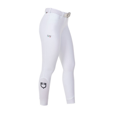 Pantalon d’équitation femme Equestro x FISE full grip Blanc Pantalon d’équitation femme Equestro x FISE full grip Blanc