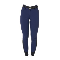Pantalon d’équitation femme Equestro grip genoux taille haute Marine blazer Bleu marine