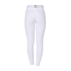 Pantalon d’équitation femme Equestro grip genoux taille haute Blanc
