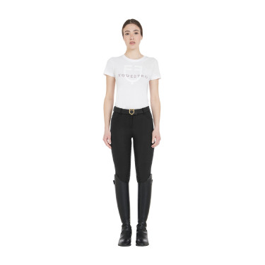 Pantalon d’équitation femme Equestro full grip taille haute doublé polaire Noir