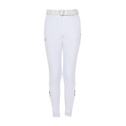 Kinderrijbroek unisex Equestro x FISE met kniestukken grip Wit Kinderrijbroek unisex Equestro x FISE met kniestukken grip Wit