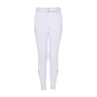 Kinderrijbroek unisex Equestro x FISE met kniestukken grip Wit Kinderrijbroek unisex Equestro x FISE met kniestukken grip Wit