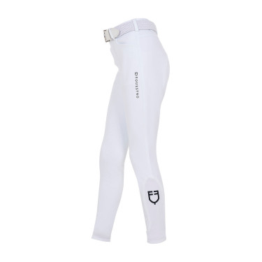 Kinderrijbroek unisex Equestro x FISE met kniestukken grip Wit Kinderrijbroek unisex Equestro x FISE met kniestukken grip Wit