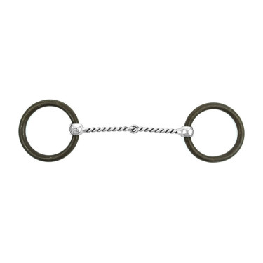 Western paardentrens met ringen – gedraaid mondstuk RVS
