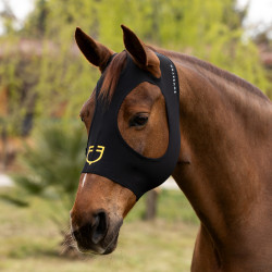 Equestro vliegenmasker van elastaan zonder oren met gaas voor de ogen Zwart