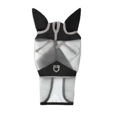 Volledig Equestro vliegenmasker met logo Grijs