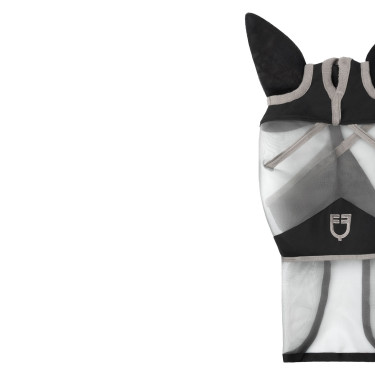 Volledig Equestro vliegenmasker met logo Grijs