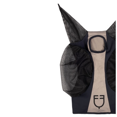 Masque anti-mouches Equestro bicolore en mesh Anthracite / flanelle grise Beige Masque anti-mouches Equestro bicolore en mesh Anthracite / flanelle grise Beige