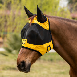 Equestro vliegenmasker met voorlogo Geel Equestro vliegenmasker met voorlogo Geel