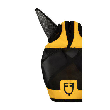 Equestro vliegenmasker met voorlogo Geel Equestro vliegenmasker met voorlogo Geel