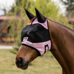Masque anti-mouches Equestro avec logo frontal Bouquet orchidée Rose Masque anti-mouches Equestro avec logo frontal Bouquet orchidée Rose