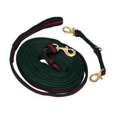 Nylon longeerlijn met voering, bevestigbaar aan het halster Umbria Equitazione Jachtgroen / bordeaux