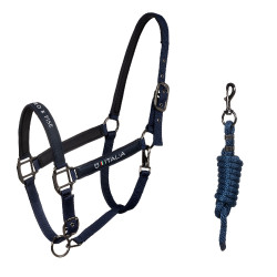 Equestro x FISE halsters, gevoerd en verstelbaar Marineblazer Marineblauw Equestro x FISE halsters, gevoerd en verstelbaar Marineblazer Marineblauw