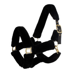 Nylon halster Supreme met voering van synthetische wol Premium Zwart